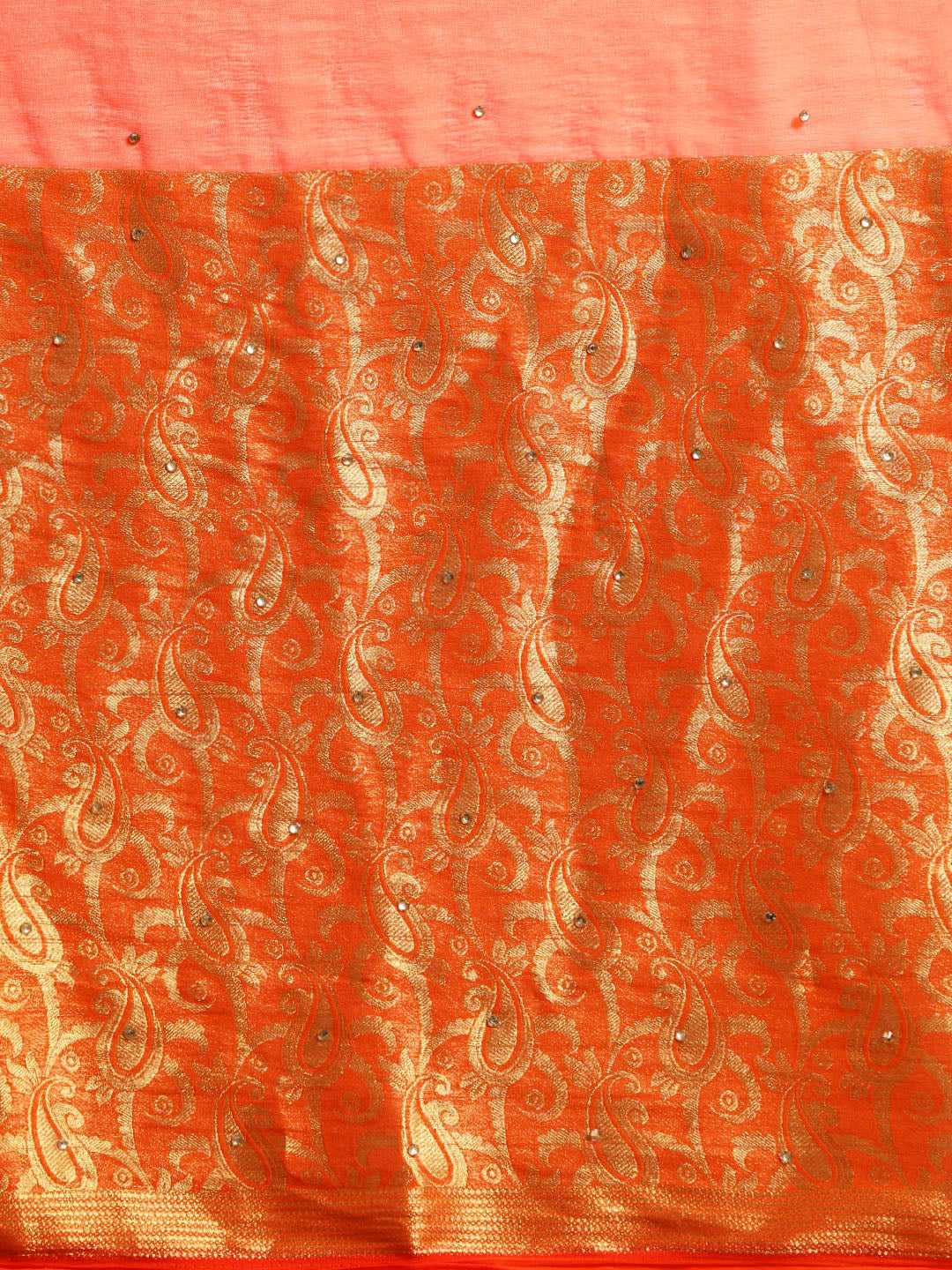 Orange Georgette Embellished Saree