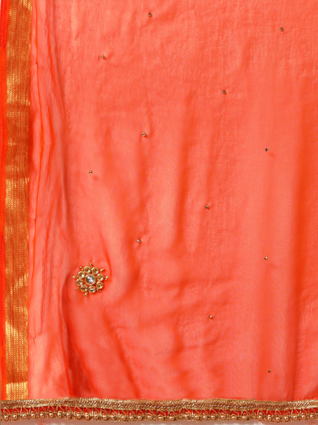 Orange Georgette Embellished Saree