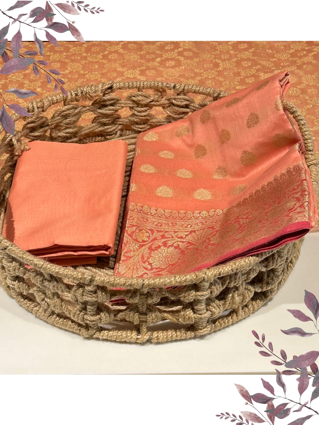 Orange Woven Festive Suit