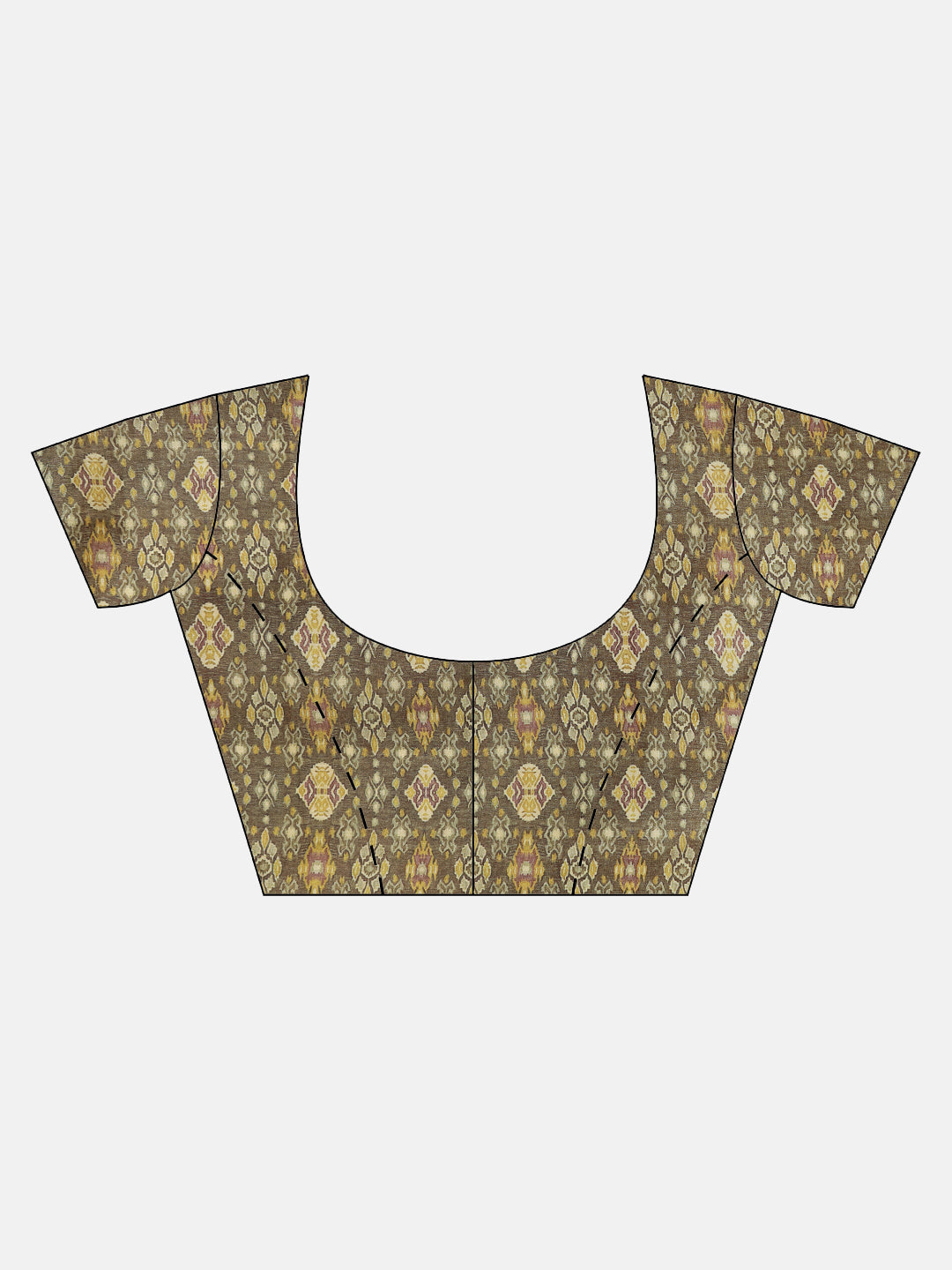 Kantha embroidered Handloom Half-and-Half Saree with Ikat inspired Indie Print in pleats