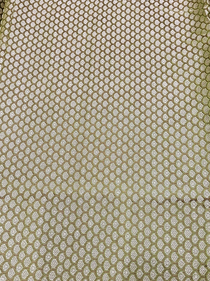 Banarasi Silk Dress Material with Scalloped Floral Motifs & Jaal pattern Jhallar Dupatta