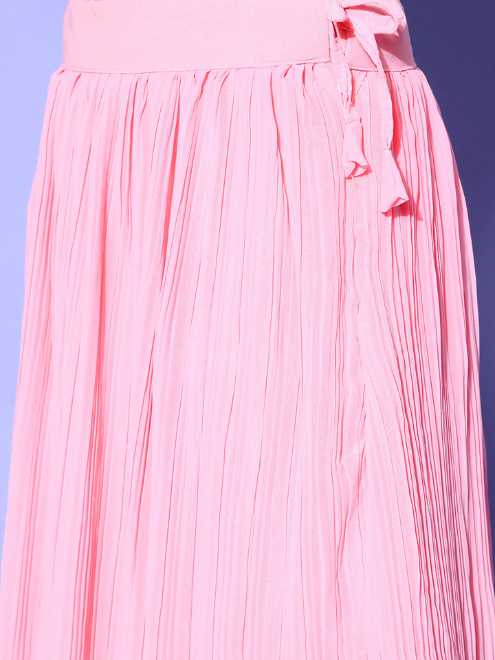 Pink Peplum Kurta, Pleated Lehenga Set & Heavy Net Dupatta