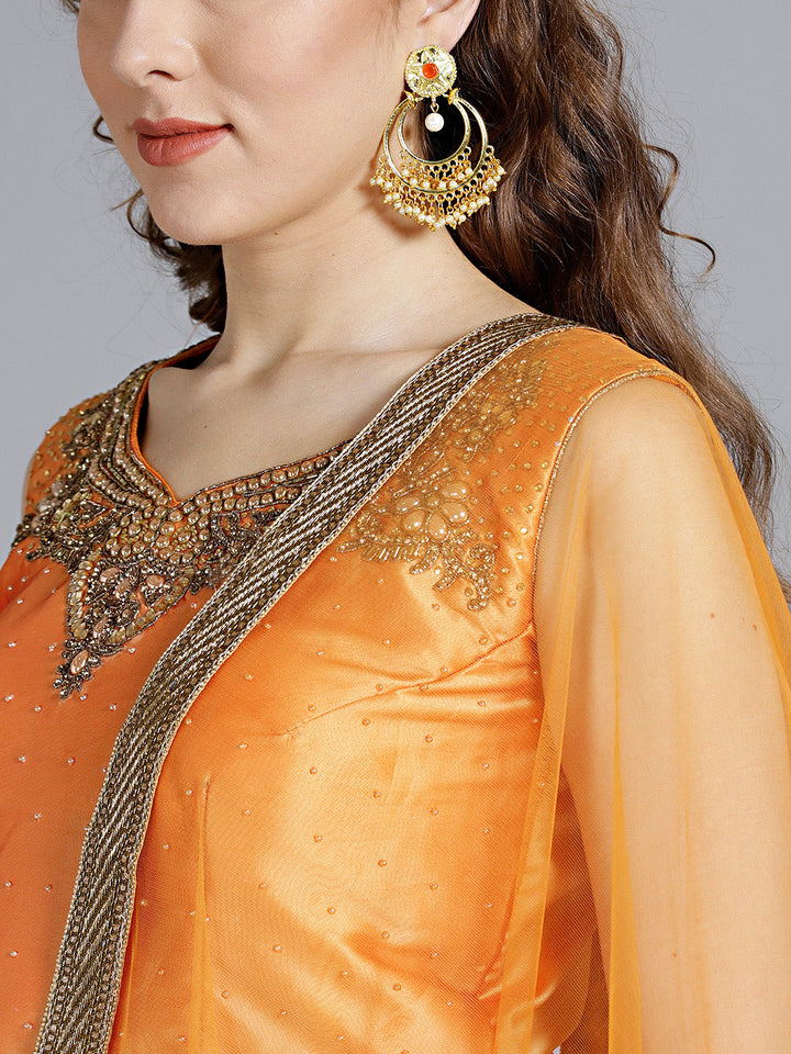 Embroidered Lehanga with Contrast Zircon Embellished Choli