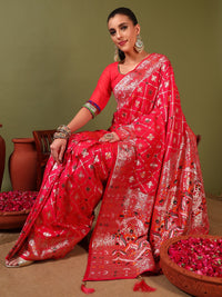 Chhabra 555 Traditional Banarasi Handloom Gharchola Patola Silk Saree with Gold Meenakari Weaving 