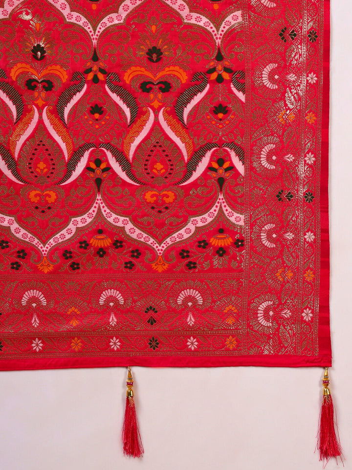 Traditional Banarasi Handloom Gharchola Patola Silk Saree with Gold Meenakari Weaving