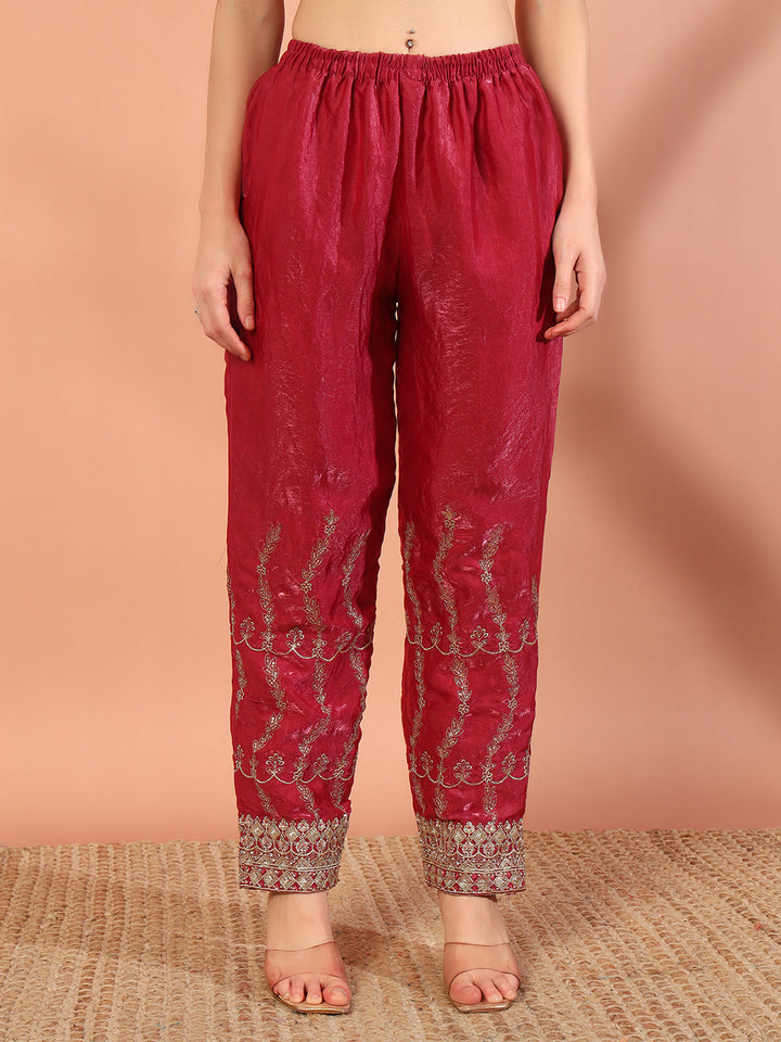 Zari Beads & Sequin Embellished Jacket Kurta Pant Set with Embroidery Dupatta