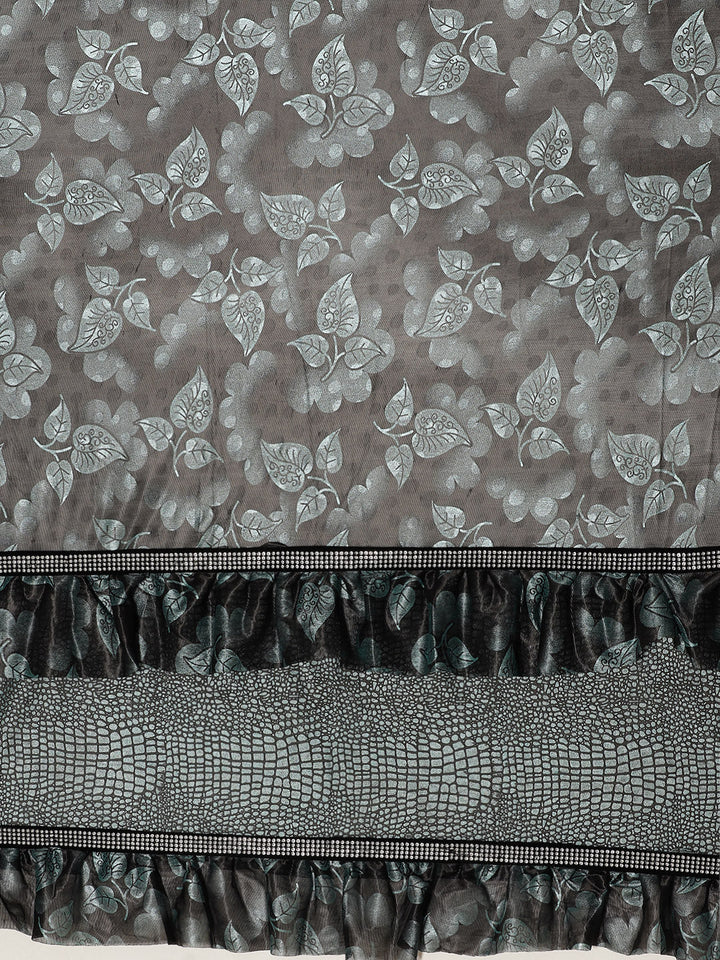 Ruffled French Crepe Embossed Saree