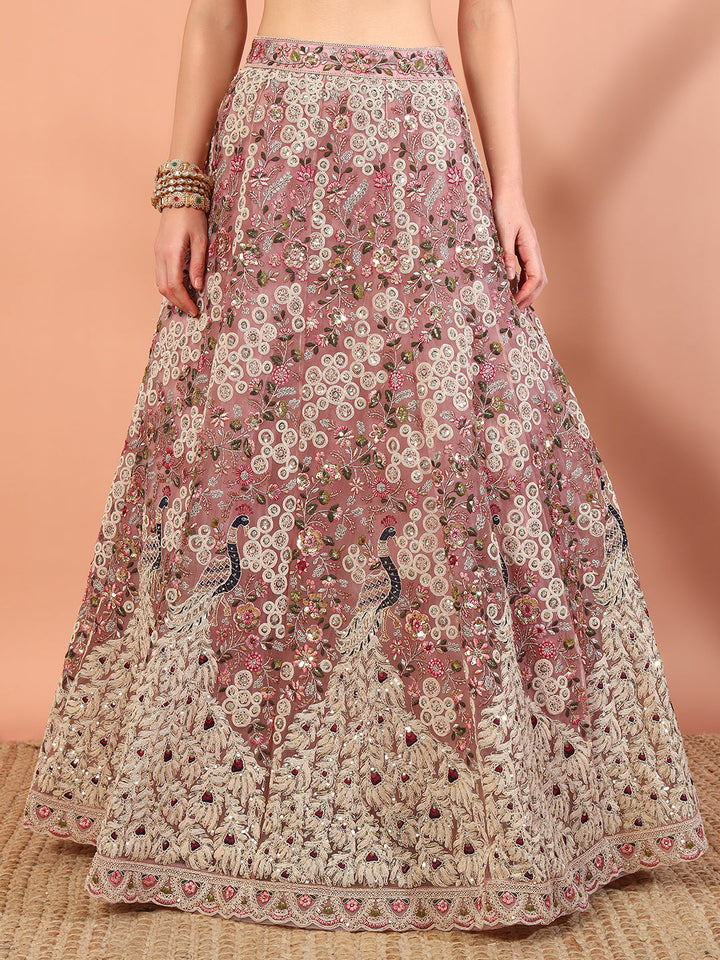 Chhabra 555 Peacock Theme Multi thread, Zardozi Embroidery Lehenga Choli Set & Scalloped Dupatta