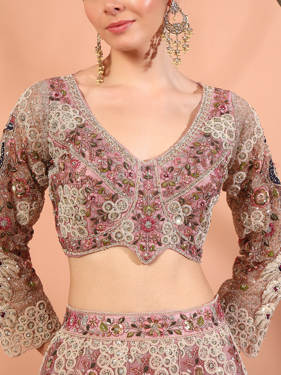 Chhabra 555 Peacock Theme Multi thread, Zardozi Embroidery Lehenga Choli Set & Scalloped Dupatta