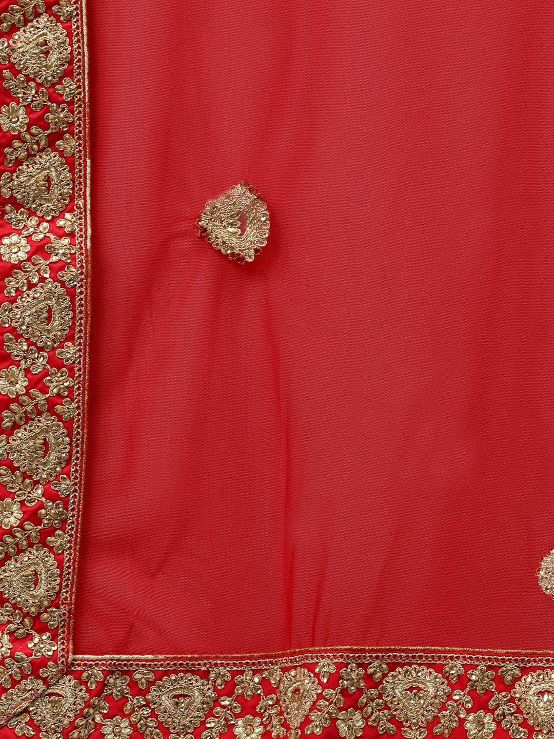 Bridal Semi-stitched Lehenga Set with Mughal Motif Embroidery & Crystal Embellishments