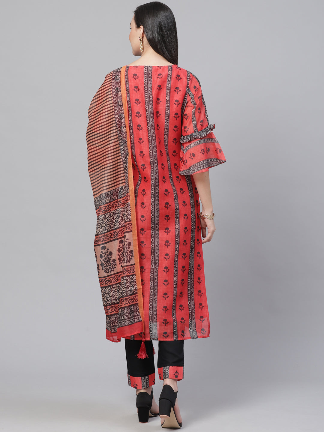 Chanderi Silk Dress Material with Digital Handloom & Indie Print with Maheshwari Dupatta