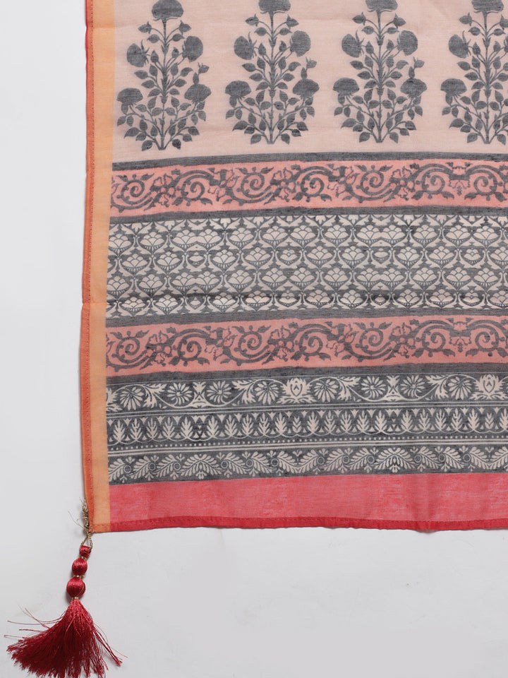 Chanderi Silk Stitched Suit with Digital Handloom & Indie Print with Maheshwari Dupatta