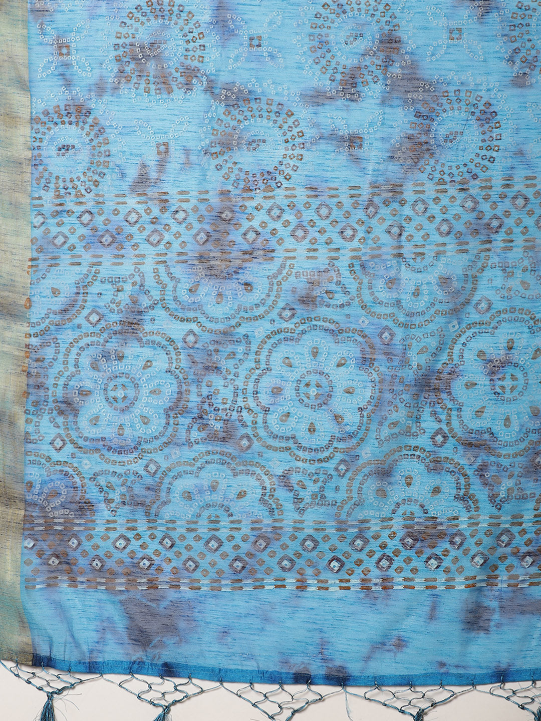 Chanderi Bandhej Print Saree with Zari Border