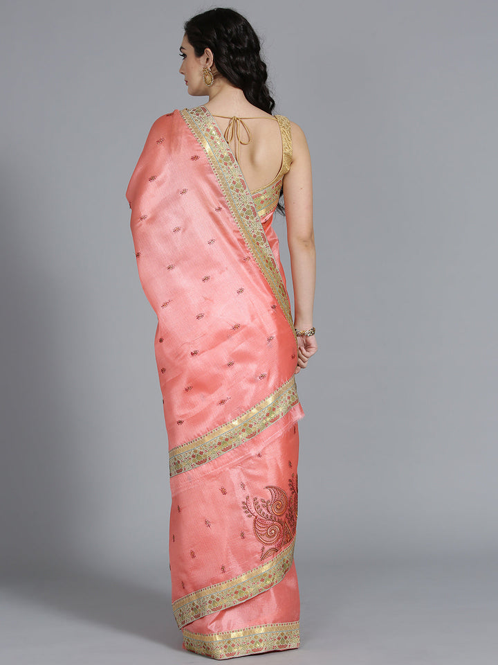 Tussar Silk saree with Resham Embroidery and Meenakari Border