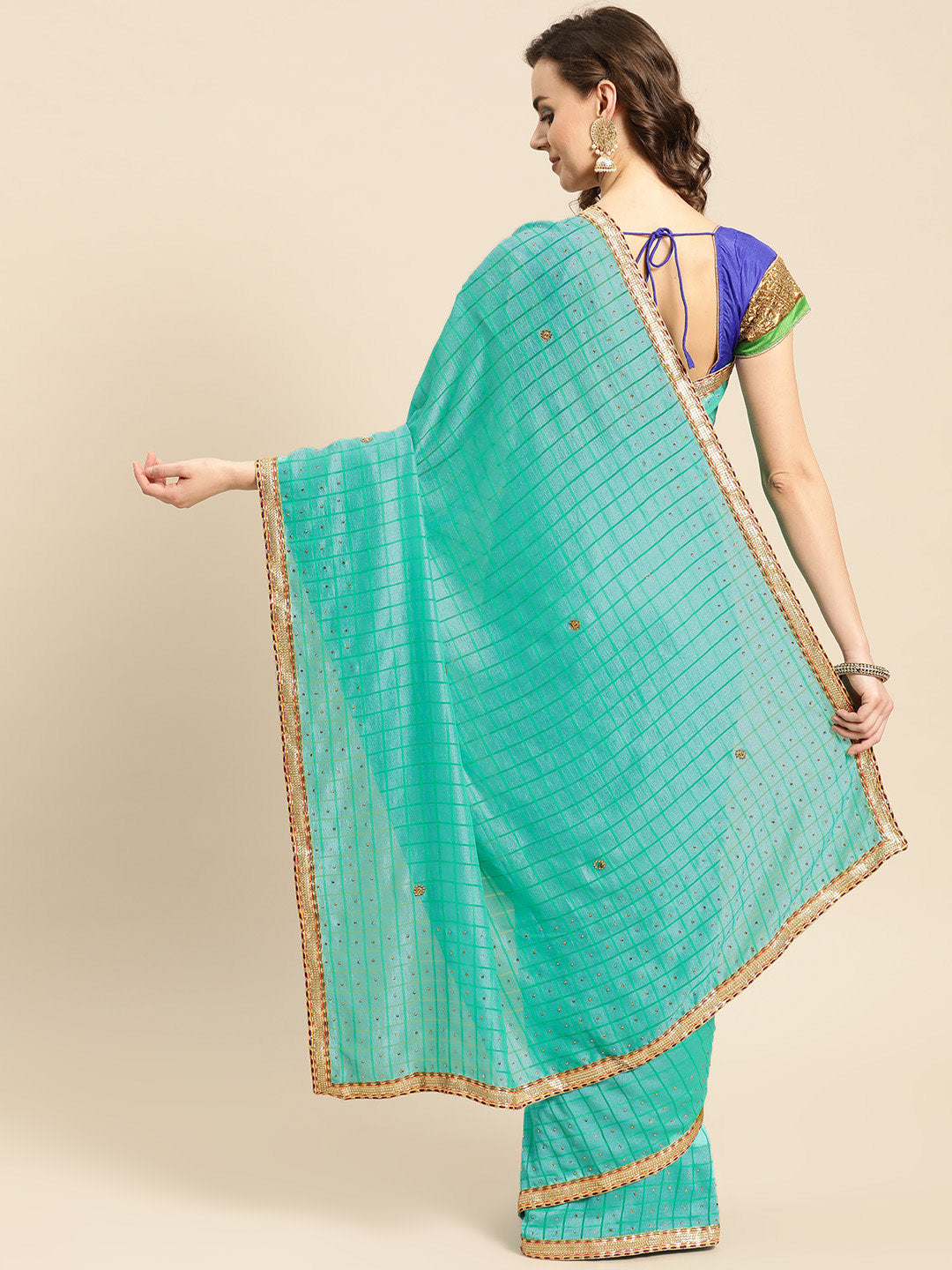 Crepe Checked Saree with Gharchola Weaving
