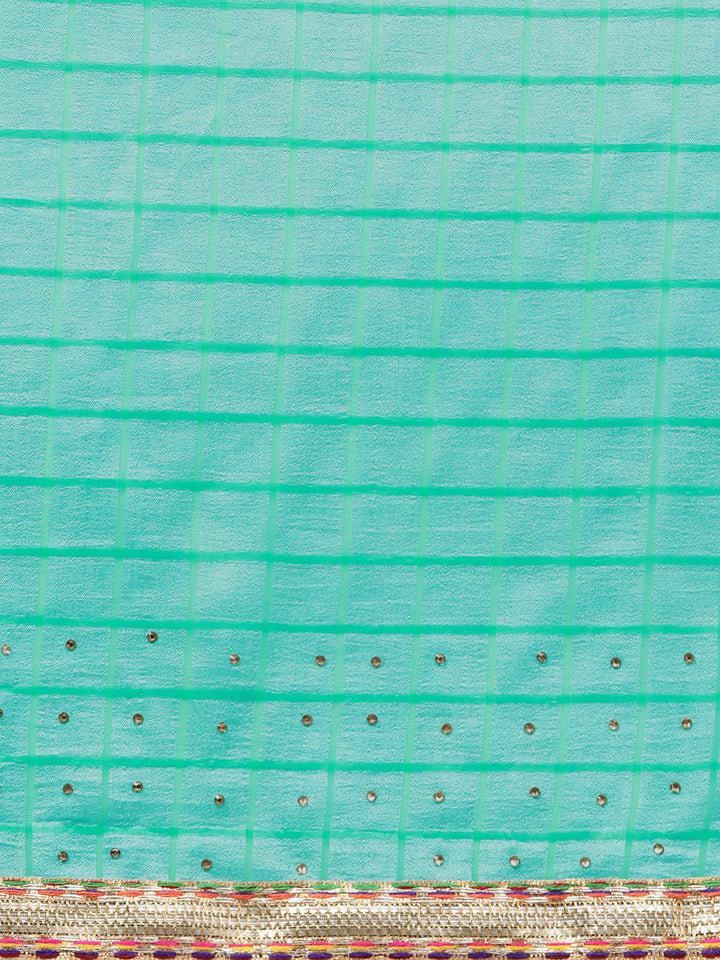 Crepe Checked Saree with Gharchola Weaving