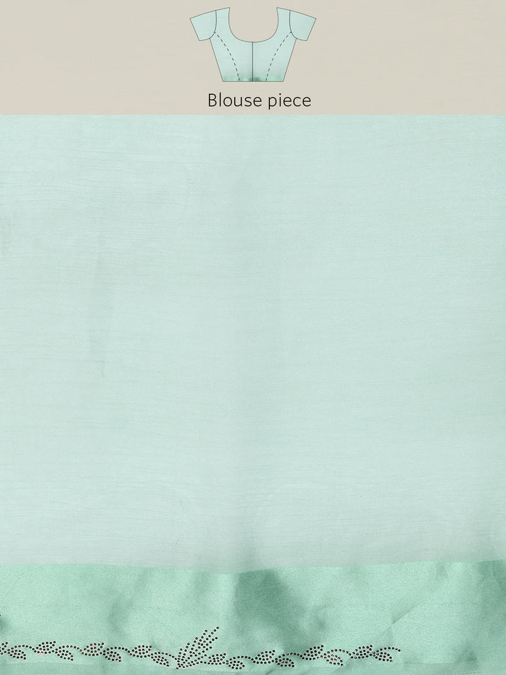 Pastel Green Sequin Embellished Shimmer Georgette Cocktail Saree