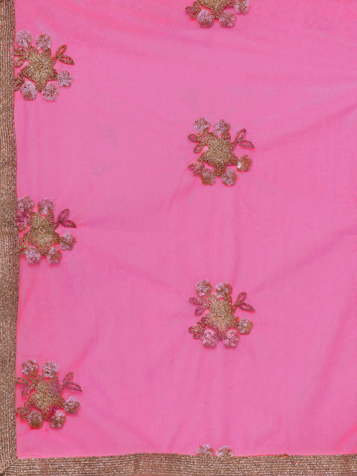 Zari Embroiderd Flared Anarkali Suit with Sequinned Dupatta