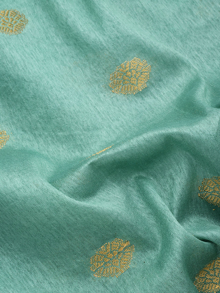 Pista Green Woven Embellished Ethnic Border Mysore Silk Handloom Saree