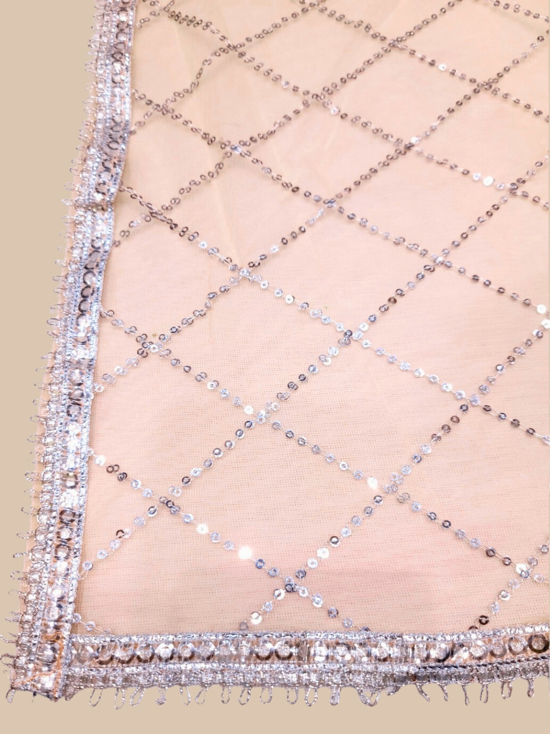 Pastel Heavy Mirror & Aari Floral Embroidered Net Lehenga Set with Sequinned Dupatta
