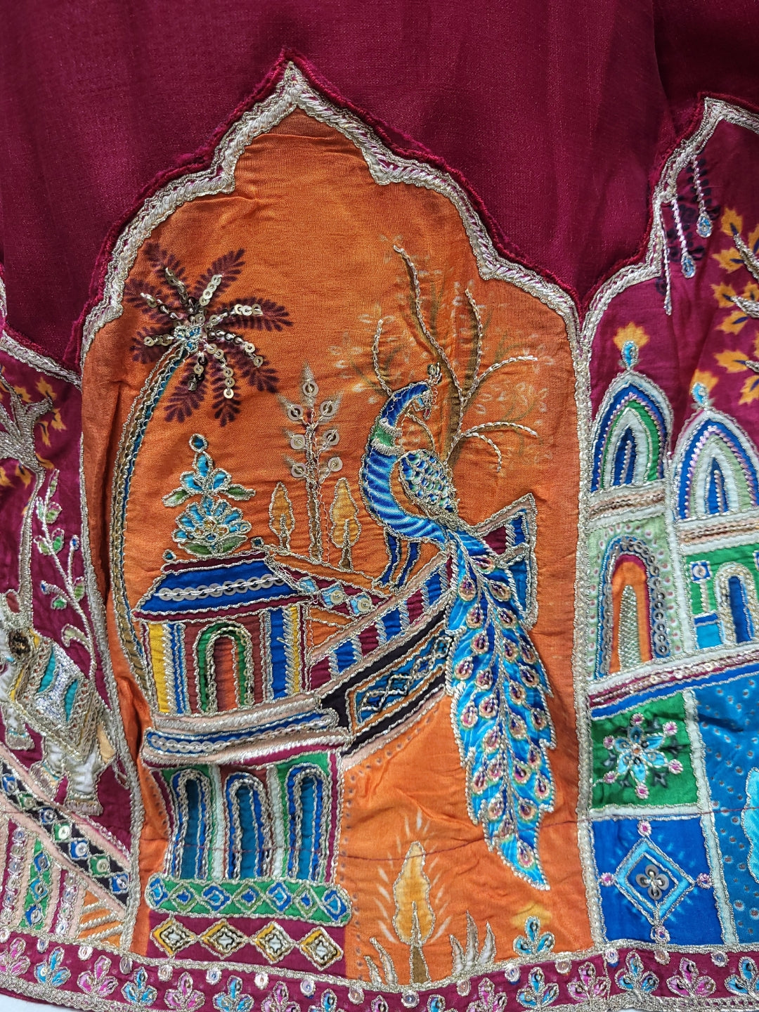 Resham Embroidered Kalidar Lehenga Choli Set with Animal & Peacock motifs
