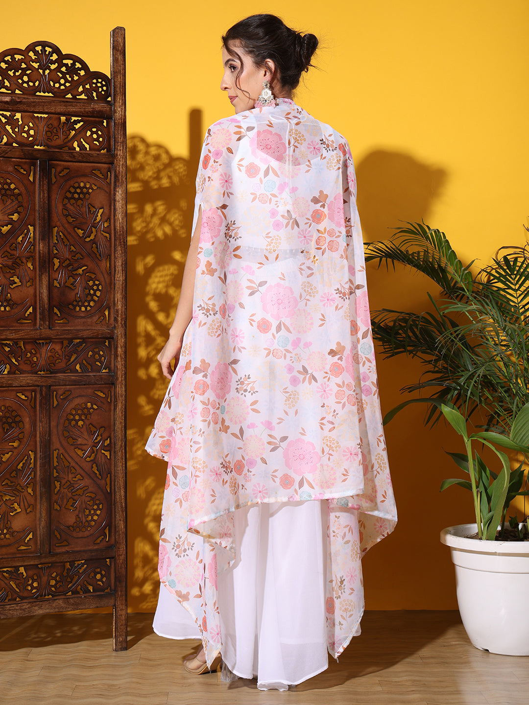 Indo-western Co-ord set with Sequin Embroidery Tasseled Blouse & DIgital Print Jacket