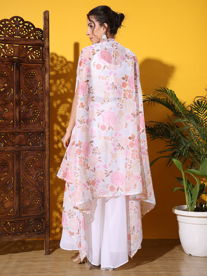 Indo-western Co-ord set with Sequin Embroidery Tasseled Blouse & DIgital Print Jacket