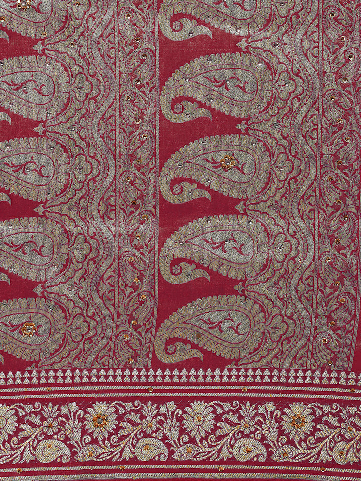 Peacock Blue Banarasi Silk saree with Zari Woven paisleys and Rich Contrast Border