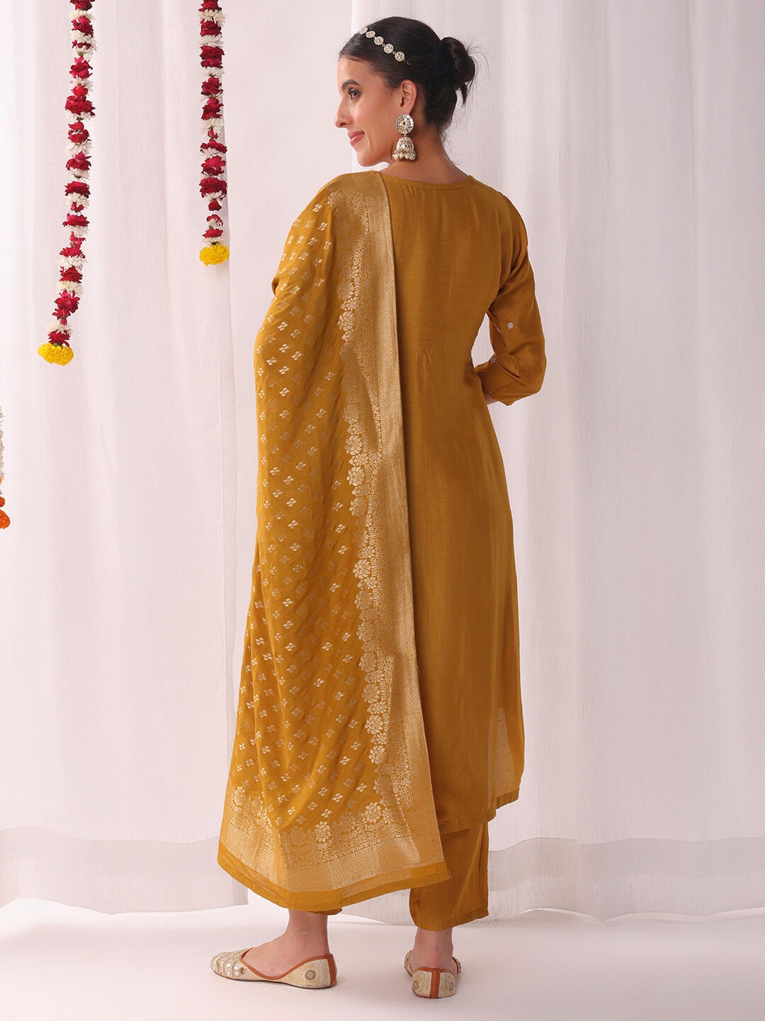 Zardozi and Kasab Embroidered Kurta with Banarasi Dupatta