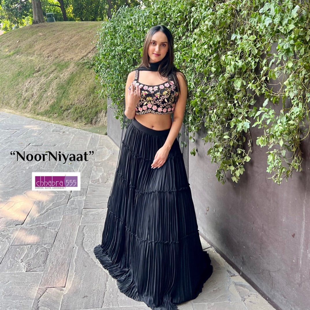 Black Georgette Layered Lehenga Choli Set
