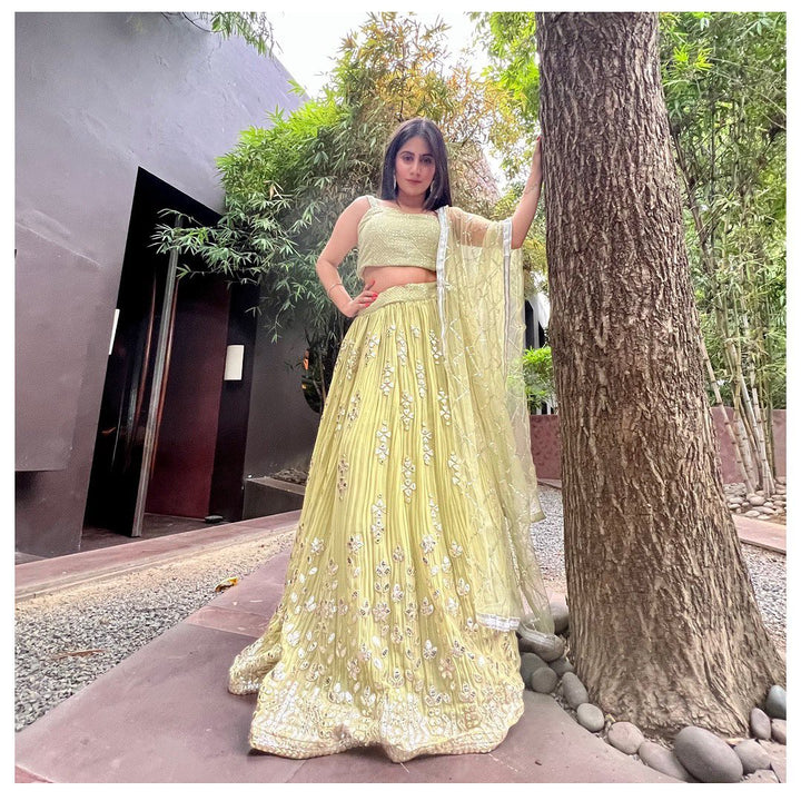 Green Embellished Lehenga Set