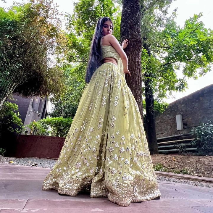Green Embellished Lehenga Set