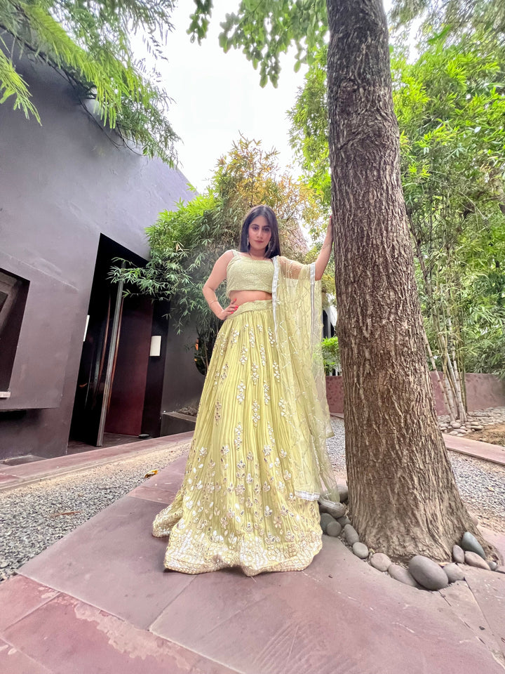 Green Embellished Lehenga Set