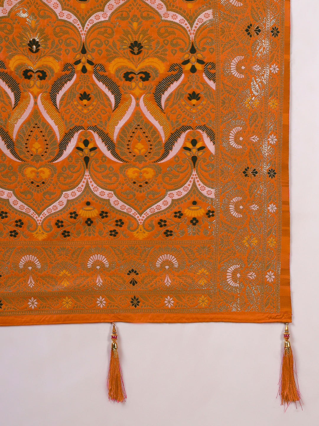 Traditional Banarasi Handloom Gharchola Patola Silk Saree with Gold Meenakari Weaving