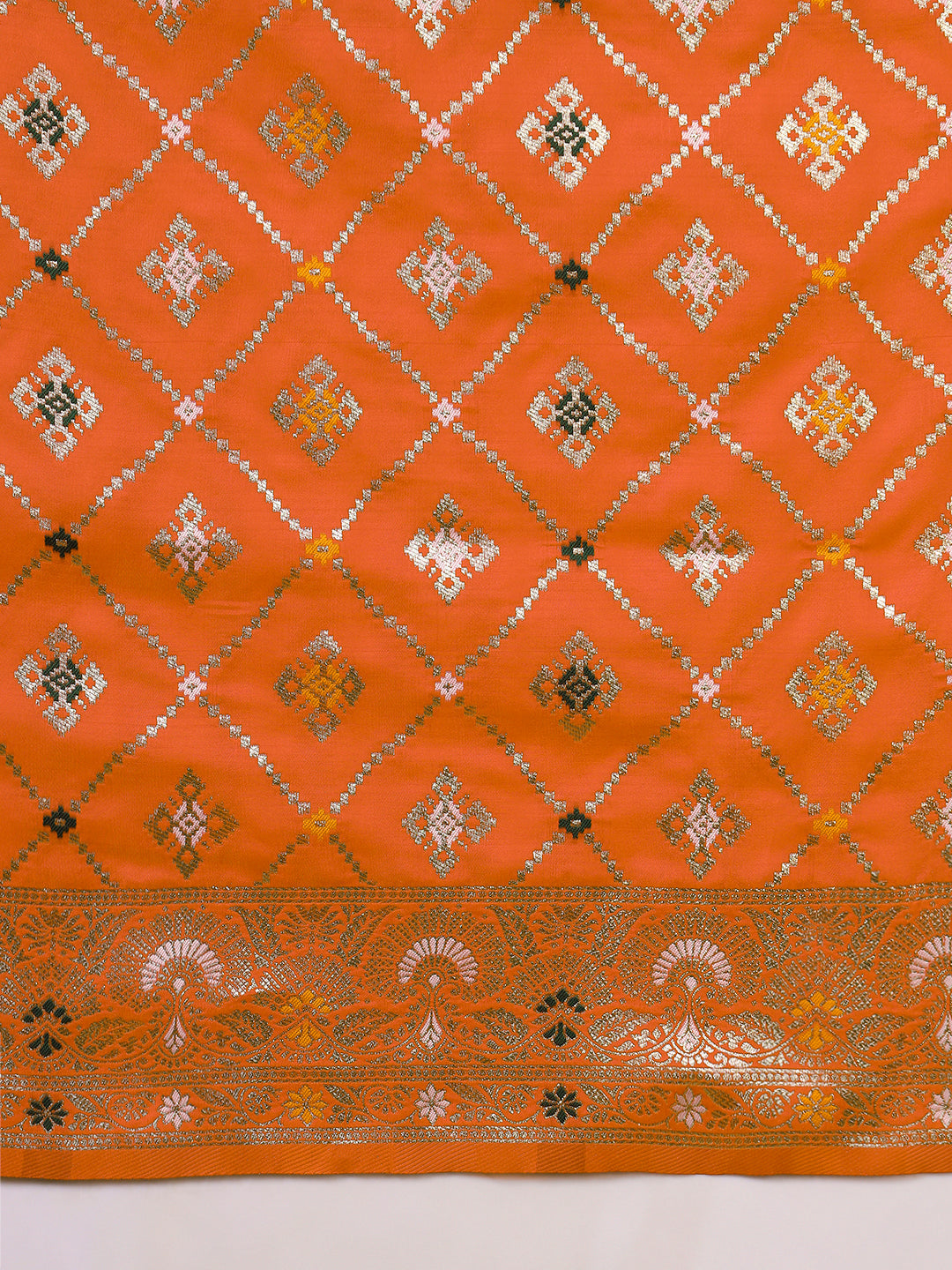 Traditional Banarasi Handloom Gharchola Patola Silk Saree with Gold Meenakari Weaving