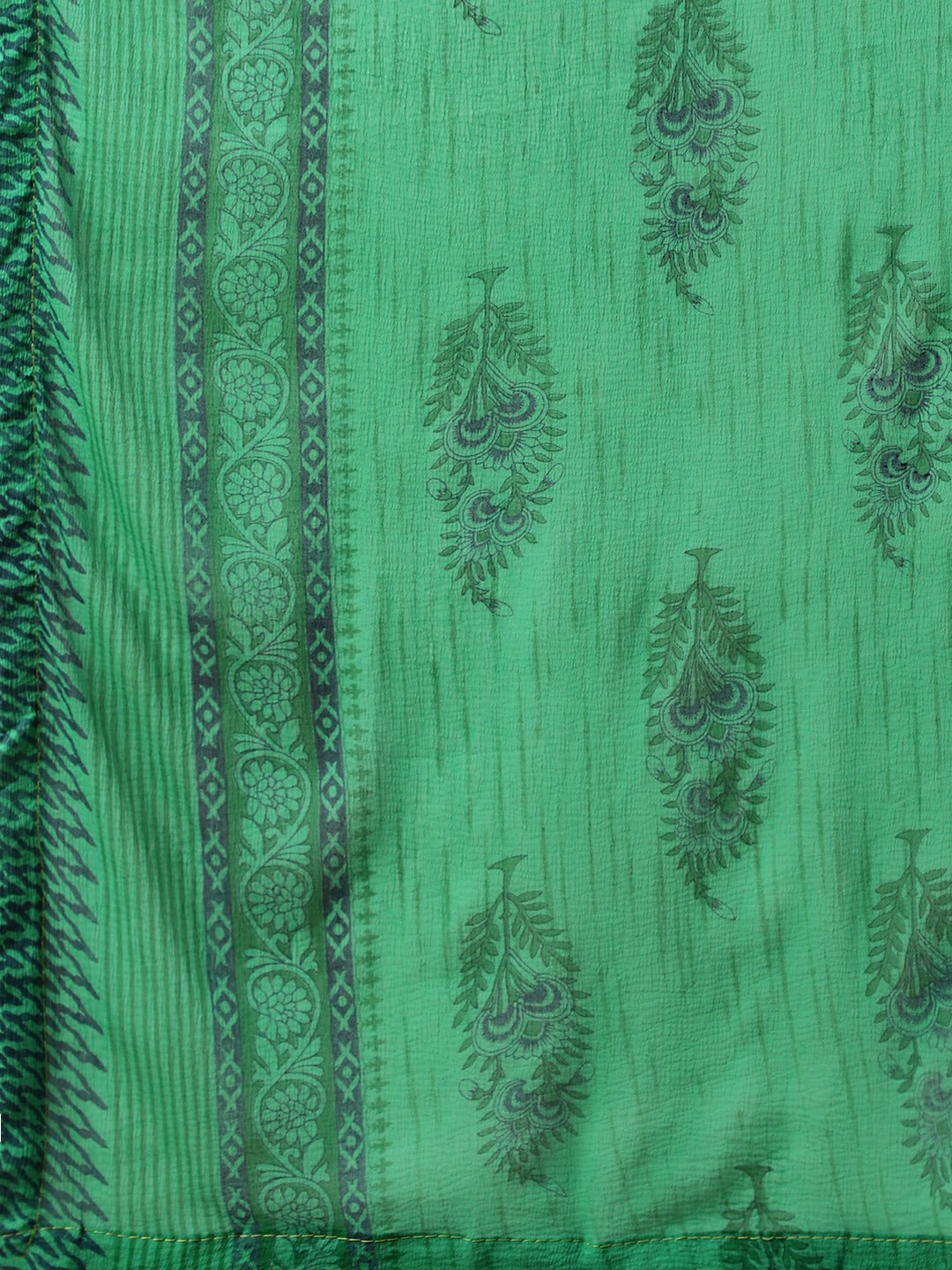 Cotton Block Printed Unstitched Suit Set With Mirror Embellishments
