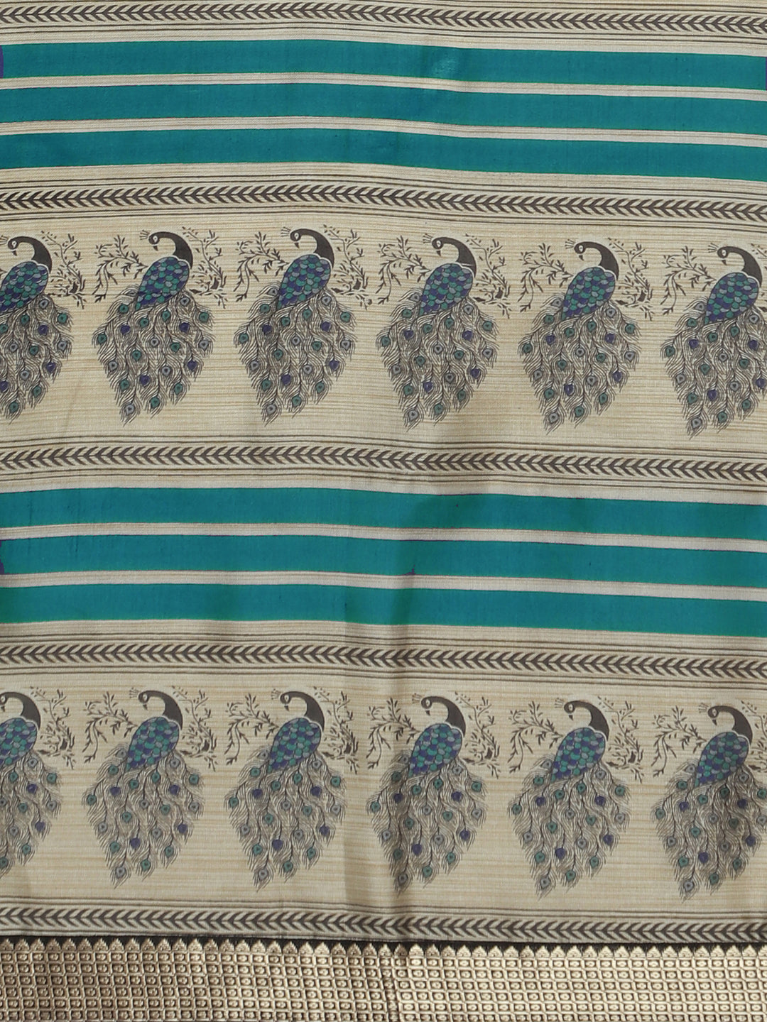 Navy Blue Bhagalpuri Printed Peacock motifs Art Silk Saree