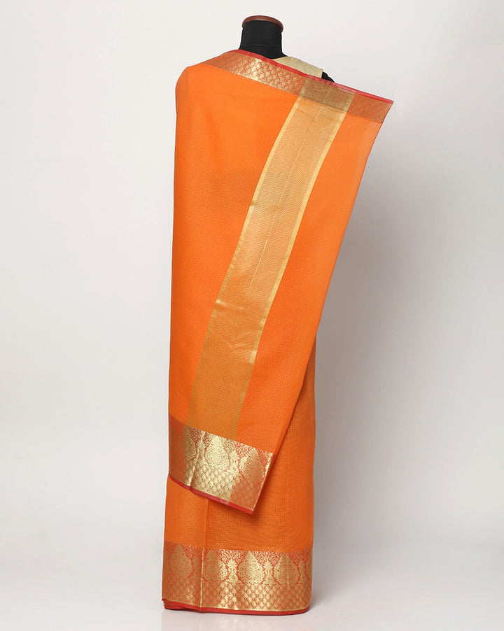 Chanderi Silk Saree in  Vibrant color & Intricate Zari Weaving Ethnic Border Pattern