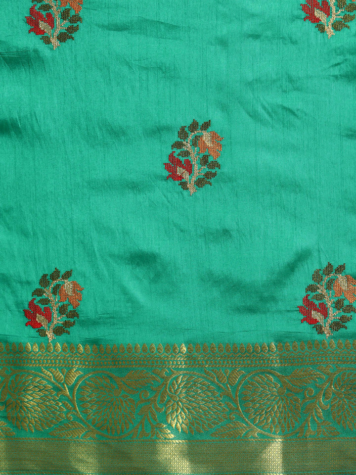Mysore Silk Saree with Zari Border and Resham Cross Stitch Embroidery