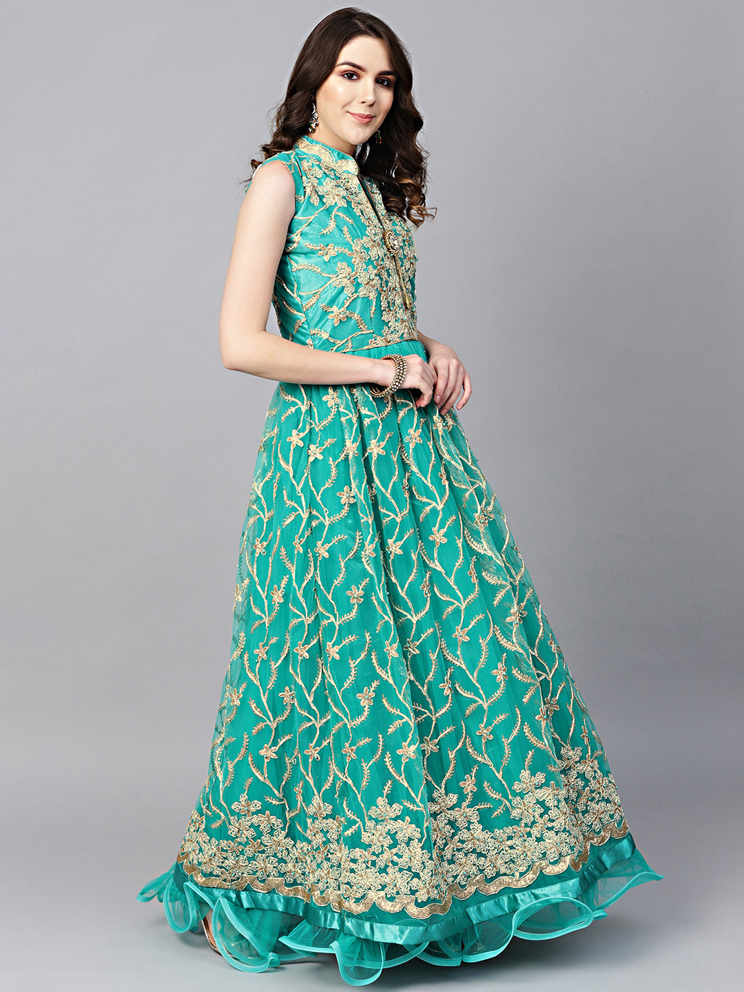 Anarkali Cocktail Gown with Resham Zari Embroidery