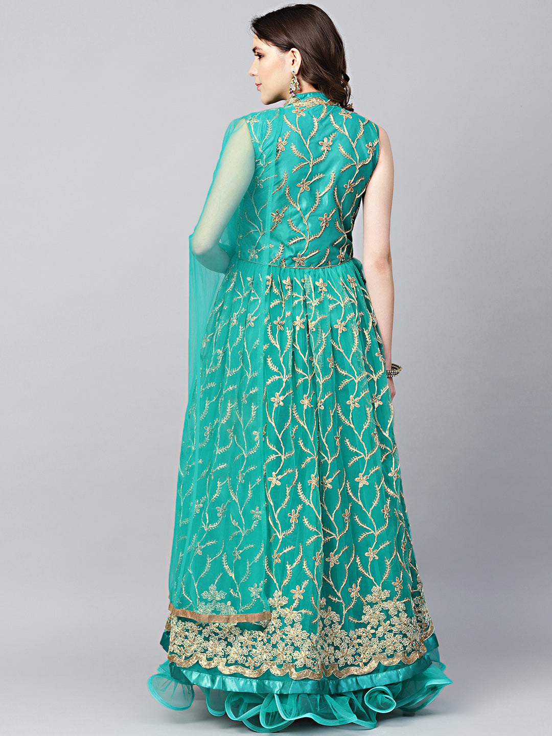 Anarkali Cocktail Gown with Resham Zari Embroidery