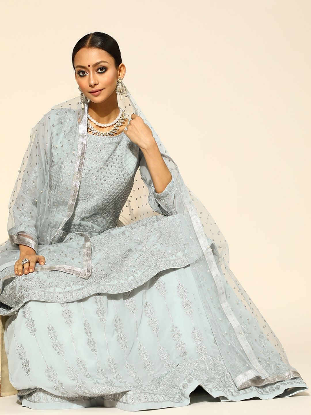 Mughal inspired Resham Work Lehanga, Peplum Kurta Set
