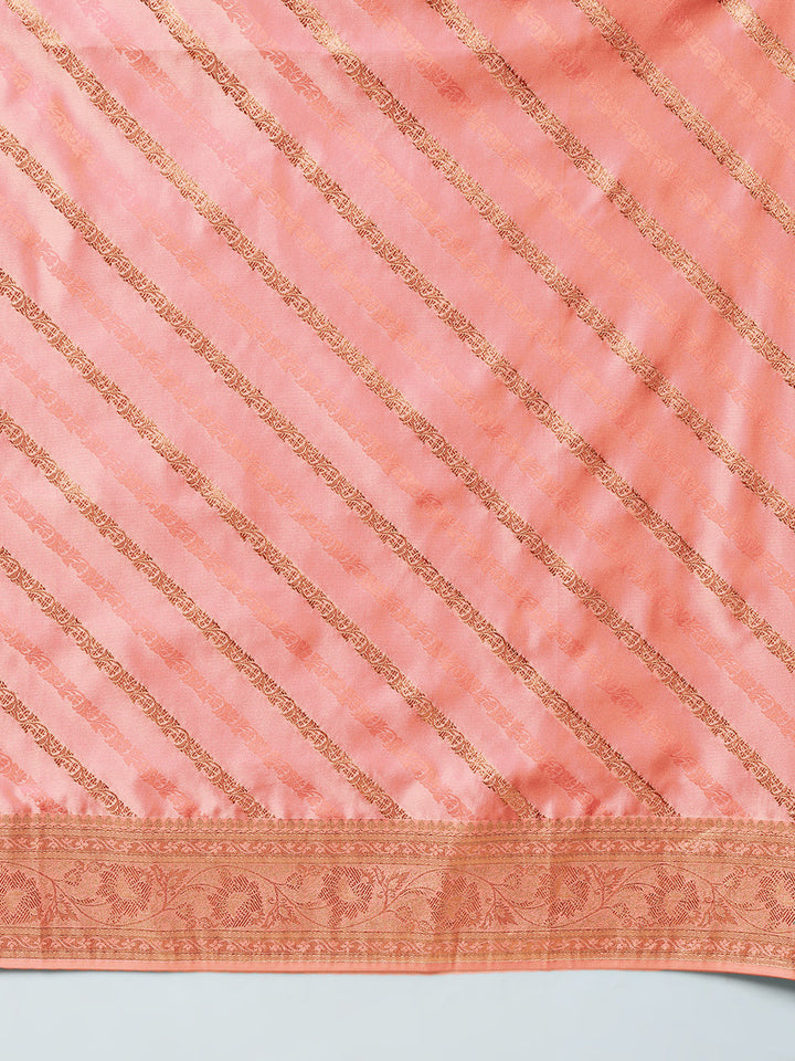 Handloom Banarasi Silk Saree with Resham & Zari weaving Stripes