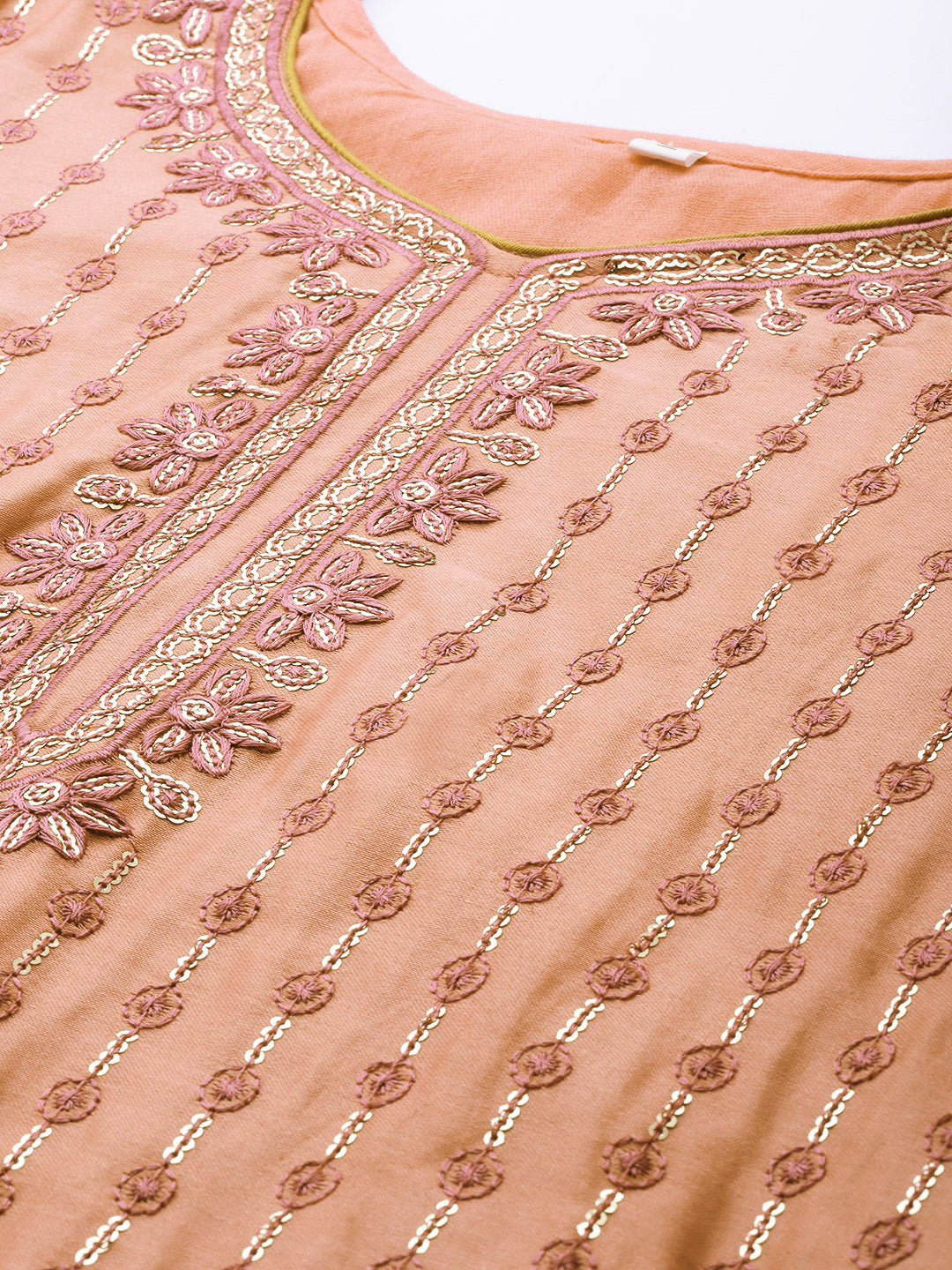 Orange Cotton Resham & Sequin Embroidered Unstitched Suit with Dupatta