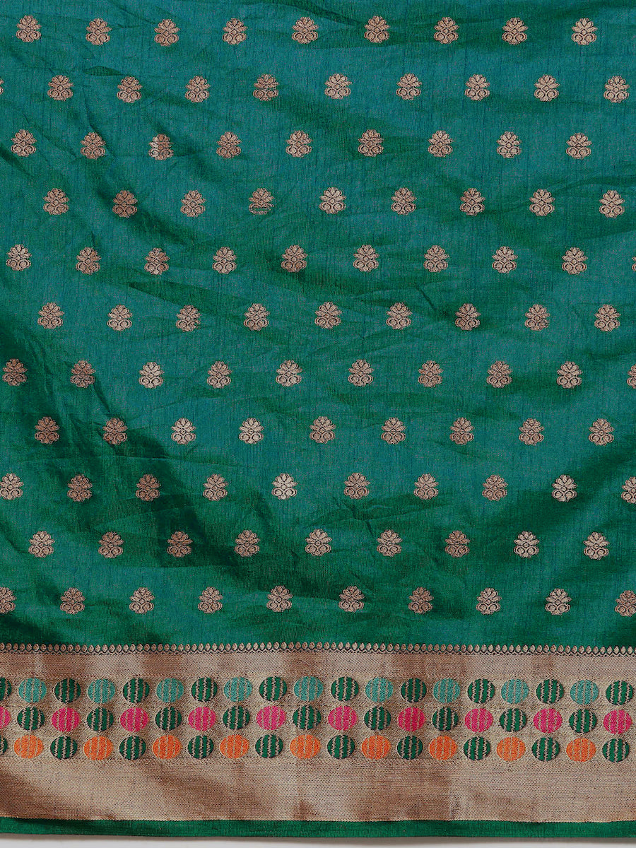 Bright Resham & Zari Woven Embroidered Colorful Bordered Saree