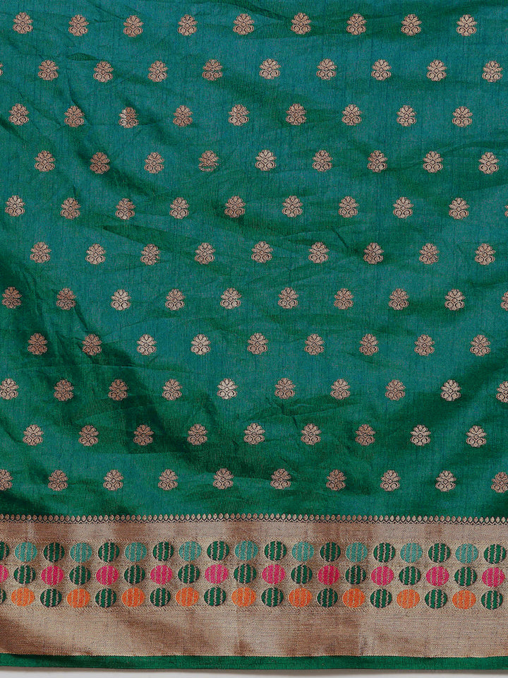 Bright Resham & Zari Woven Embroidered Colorful Bordered Saree