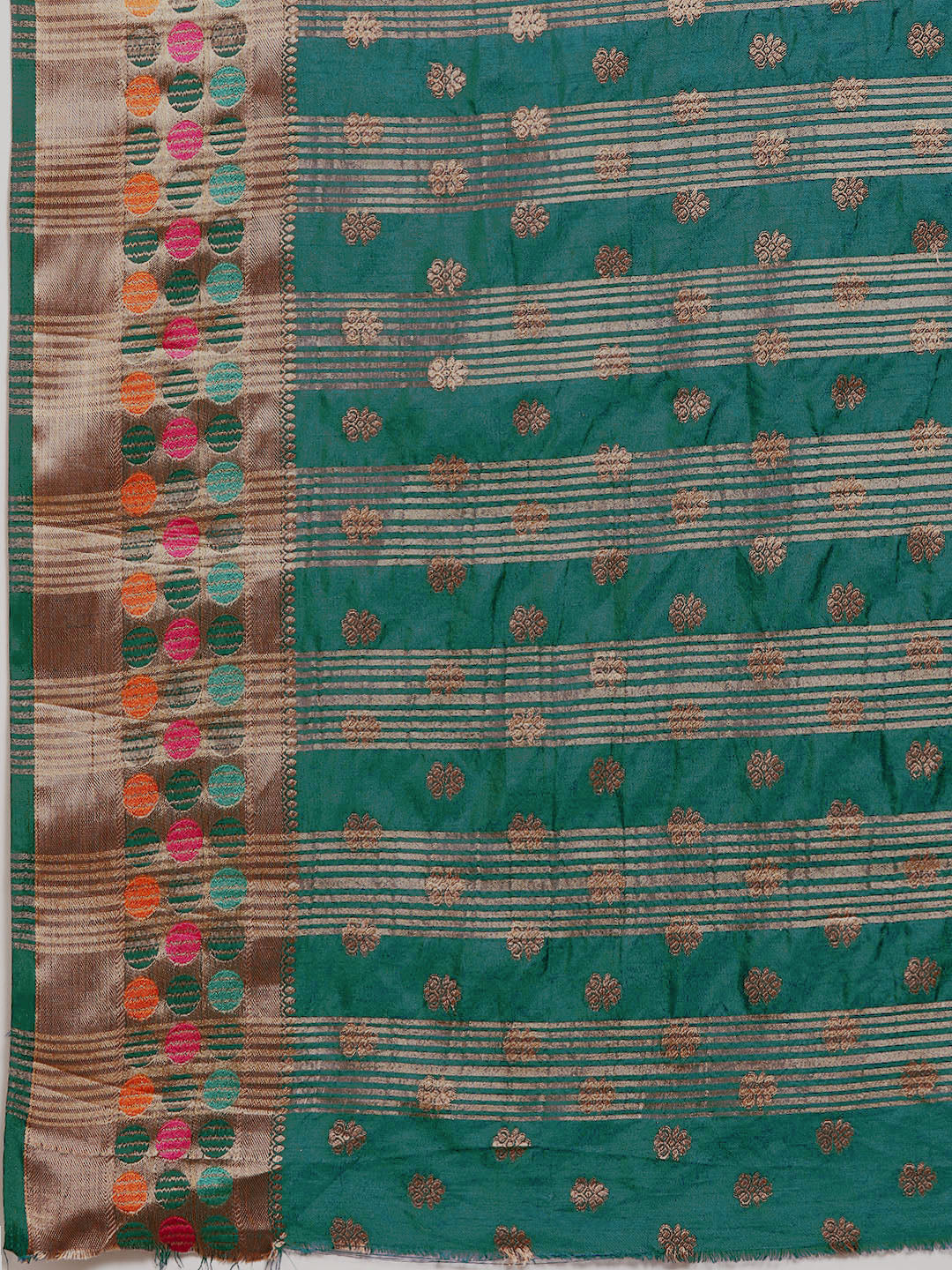 Bright Resham & Zari Woven Embroidered Colorful Bordered Saree