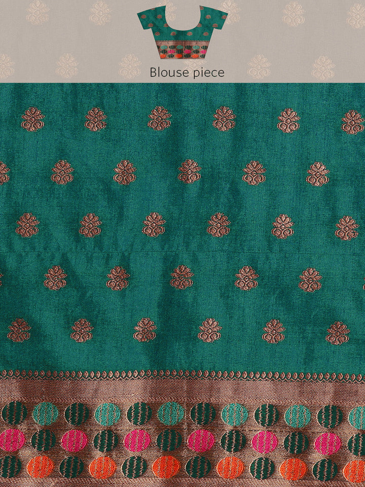 Bright Resham & Zari Woven Embroidered Colorful Bordered Saree