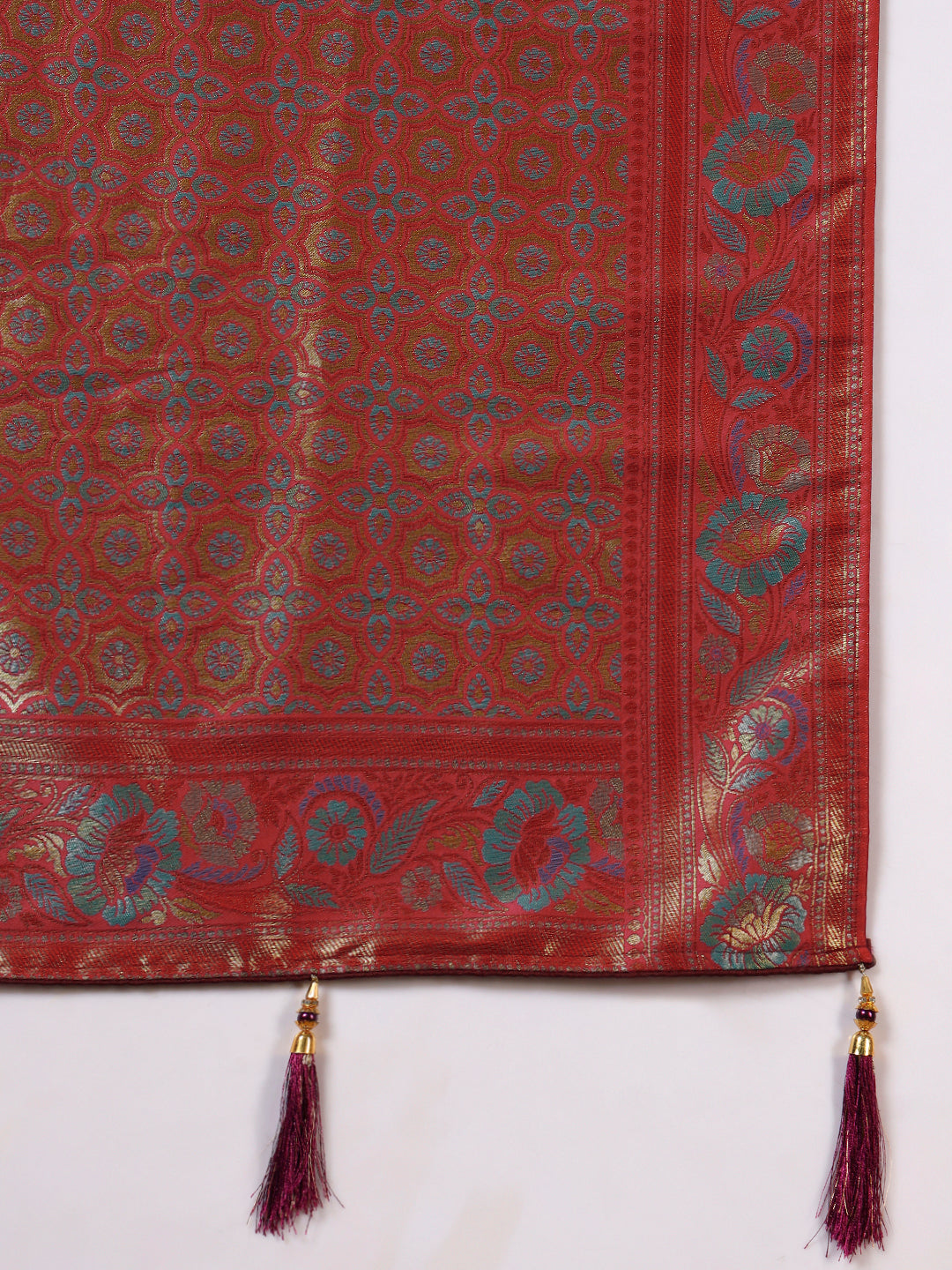 Traditional Brocade Handloom Mysore Silk Saree with Multicolor Meenakari Zari Weaving