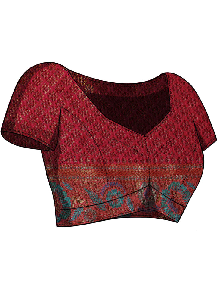 Traditional Brocade Handloom Mysore Silk Saree with Multicolor Meenakari Zari Weaving